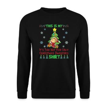 C'est mon pull de Noël il fait trop chaud pour moche - Sweat-shirt Unisexe - noir - Devant - Alina (178cm) & Michal (187cm)