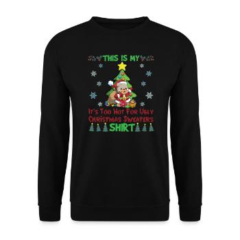 This Is My It's Too Hot For Ugly Christmas Sweater - Unisex Sweatshirt - black - Front - Alina (178cm) & Michal (187cm)