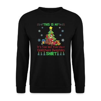 This Is My It's Too Hot For Ugly Christmas Sweater - Unisex Sweatshirt - black - Front - Alina (178cm) & Michal (187cm)