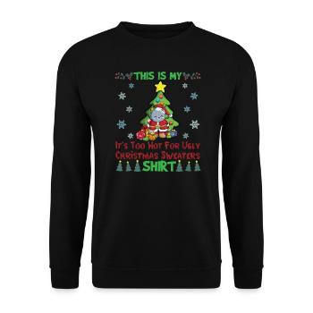 This Is My It's Too Hot For Ugly Christmas Sweater - Unisex Sweatshirt - black - Front - Alina (178cm) & Michal (187cm)