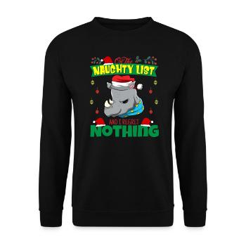 Sur la liste coquine et je ne regrette rien Père Noël - Sweat-shirt Unisexe - noir - Devant - Alina (178cm) & Michal (187cm)