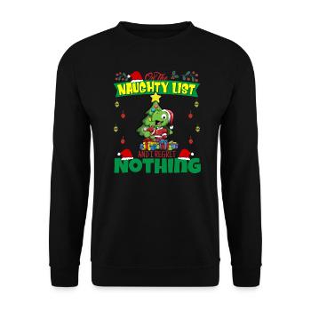 Sur la liste coquine et je ne regrette rien Père Noël - Sweat-shirt Unisexe - noir - Devant - Alina (178cm) & Michal (187cm)