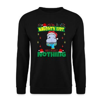 Sur la liste coquine et je ne regrette rien Père Noël - Sweat-shirt Unisexe - noir - Devant - Alina (178cm) & Michal (187cm)