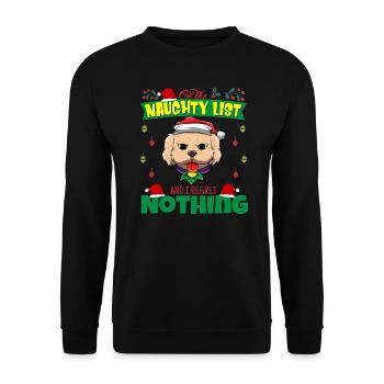Sur la liste coquine et je ne regrette rien Père Noël - Sweat-shirt Unisexe - noir - Devant - Alina (178cm) & Michal (187cm)