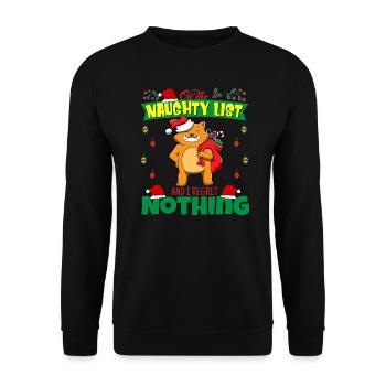 Sur la liste coquine et je ne regrette rien Père Noël - Sweat-shirt Unisexe - noir - Devant - Alina (178cm) & Michal (187cm)