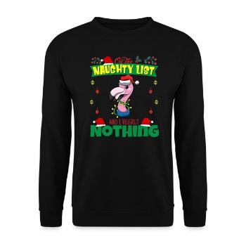 Sur la liste coquine et je ne regrette rien Père Noël - Sweat-shirt Unisexe - noir - Devant - Alina (178cm) & Michal (187cm)