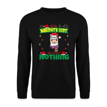 Sur la liste coquine et je ne regrette rien Père Noël - Sweat-shirt Unisexe - noir - Devant - Alina (178cm) & Michal (187cm)