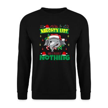 Sur la liste coquine et je ne regrette rien Père Noël - Sweat-shirt Unisexe - noir - Devant - Alina (178cm) & Michal (187cm)