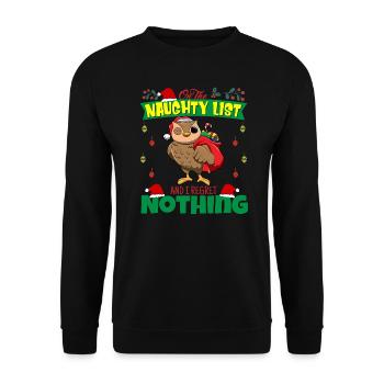 Sur la liste coquine et je ne regrette rien Père Noël - Sweat-shirt Unisexe - noir - Devant - Alina (178cm) & Michal (187cm)