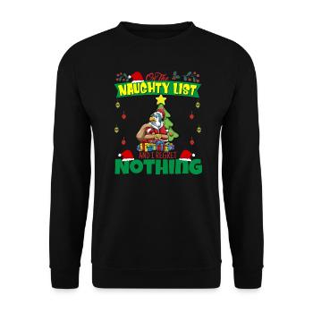 Sur la liste coquine et je ne regrette rien Père Noël - Sweat-shirt Unisexe - noir - Devant - Alina (178cm) & Michal (187cm)