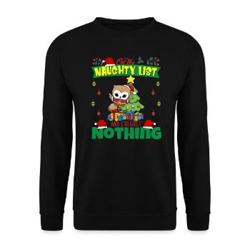 Sur la liste coquine et je ne regrette rien Père Noël - Sweat-shirt Unisexe - noir - Devant - Alina (178cm) & Michal (187cm)