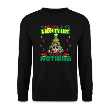 Sur la liste coquine et je ne regrette rien Père Noël - Sweat-shirt Unisexe - noir - Devant - Alina (178cm) & Michal (187cm)