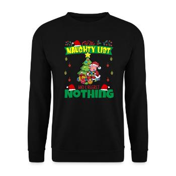Sur la liste coquine et je ne regrette rien Père Noël - Sweat-shirt Unisexe - noir - Devant - Alina (178cm) & Michal (187cm)