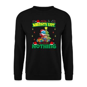 Sur la liste coquine et je ne regrette rien Père Noël - Sweat-shirt Unisexe - noir - Devant - Alina (178cm) & Michal (187cm)