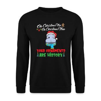 Oh Christmas Tree Your Ornaments Are History - Unisex Sweatshirt - black - Front - Alina (178cm) & Michal (187cm)