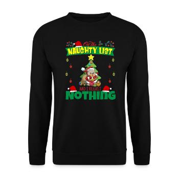 Sur la liste coquine et je ne regrette rien Père Noël - Sweat-shirt Unisexe - noir - Devant - Alina (178cm) & Michal (187cm)