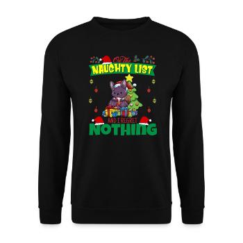 Sur la liste coquine et je ne regrette rien Père Noël - Sweat-shirt Unisexe - noir - Devant - Alina (178cm) & Michal (187cm)
