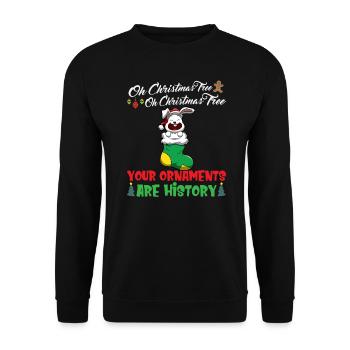 Oh Christmas Tree Your Ornaments Are History - Unisex Sweatshirt - black - Front - Alina (178cm) & Michal (187cm)