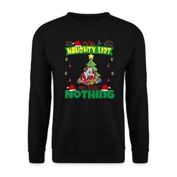 Sur la liste coquine et je ne regrette rien Père Noël - Sweat-shirt Unisexe - noir - Devant - Alina (178cm) & Michal (187cm)