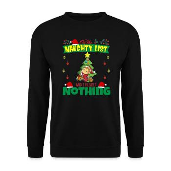 Sur la liste coquine et je ne regrette rien Père Noël - Sweat-shirt Unisexe - noir - Devant - Alina (178cm) & Michal (187cm)