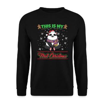 This Is My First Christmas Toddler One Year X-Mas - Unisex Pullover - Schwarz - Vorne - Alina (178cm) & Michal (187cm)