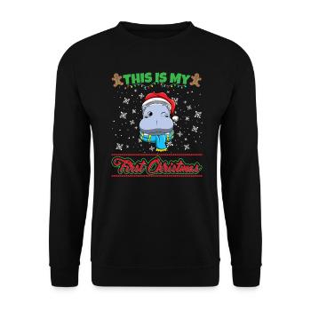 C’est mon premier Noël Noël un an X-Mas - Sweat-shirt Unisexe - noir - Devant - Alina (178cm) & Michal (187cm)