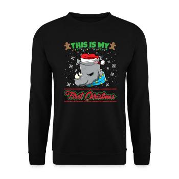 C’est mon premier Noël Noël un an X-Mas - Sweat-shirt Unisexe - noir - Devant - Alina (178cm) & Michal (187cm)