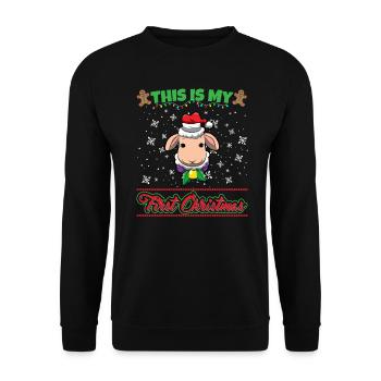 This Is My First Christmas Toddler One Year X-Mas - Unisex Sweatshirt - black - Front - Alina (178cm) & Michal (187cm)