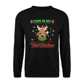 C’est mon premier Noël Noël un an X-Mas - Sweat-shirt Unisexe - noir - Devant - Alina (178cm) & Michal (187cm)