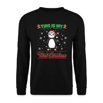 C’est mon premier Noël Noël un an X-Mas - Sweat-shirt Unisexe - noir - Devant - Alina (178cm) & Michal (187cm)