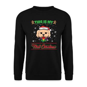 This Is My First Christmas Toddler One Year X-Mas - Unisex Pullover - Schwarz - Vorne - Alina (178cm) & Michal (187cm)