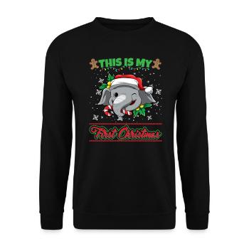 This Is My First Christmas Toddler One Year X-Mas - Unisex Pullover - Schwarz - Vorne - Alina (178cm) & Michal (187cm)