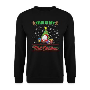 This Is My First Christmas Toddler One Year X-Mas - Unisex Pullover - Schwarz - Vorne - Alina (178cm) & Michal (187cm)