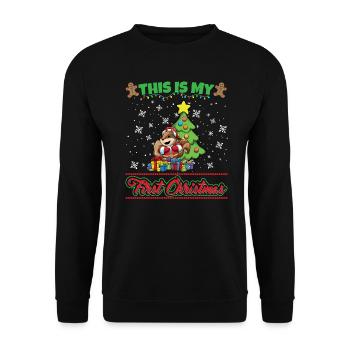 C’est mon premier Noël Noël un an X-Mas - Sweat-shirt Unisexe - noir - Devant - Alina (178cm) & Michal (187cm)