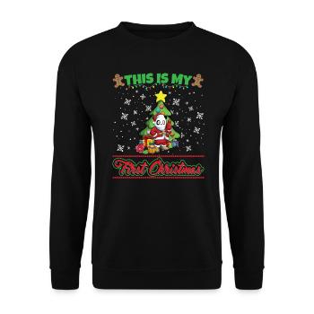 This Is My First Christmas Toddler One Year X-Mas - Unisex Pullover - Schwarz - Vorne - Alina (178cm) & Michal (187cm)