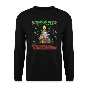 This Is My First Christmas Toddler One Year X-Mas - Unisex Pullover - Schwarz - Vorne - Alina (178cm) & Michal (187cm)