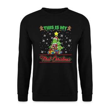 This Is My First Christmas Toddler One Year X-Mas - Unisex Pullover - Schwarz - Vorne - Alina (178cm) & Michal (187cm)