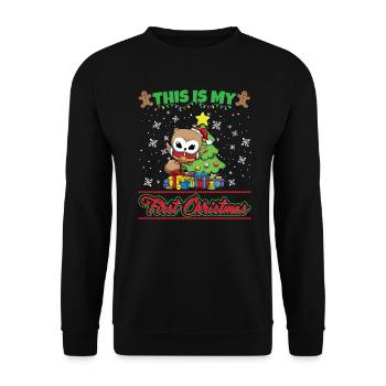 This Is My First Christmas Toddler One Year X-Mas - Unisex Sweatshirt - black - Front - Alina (178cm) & Michal (187cm)