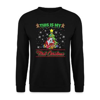 This Is My First Christmas Toddler One Year X-Mas - Unisex Pullover - Schwarz - Vorne - Alina (178cm) & Michal (187cm)