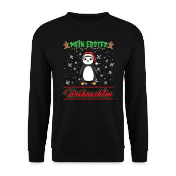 Mein Erstes Weihnachten Baby 1 Jahr Heilig Abend - Unisex Pullover - Schwarz - Vorne - Alina (178cm) & Michal (187cm)