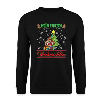 Mein Erstes Weihnachten Baby 1 Jahr Heilig Abend - Unisex Pullover - Schwarz - Vorne - Alina (178cm) & Michal (187cm)