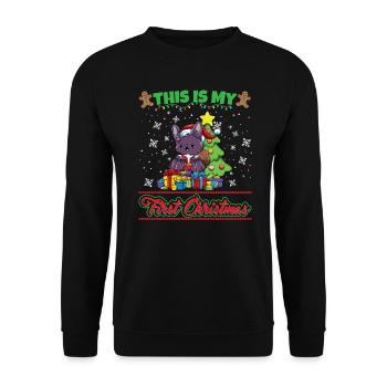 This Is My First Christmas Toddler One Year X-Mas - Unisex Pullover - Schwarz - Vorne - Alina (178cm) & Michal (187cm)