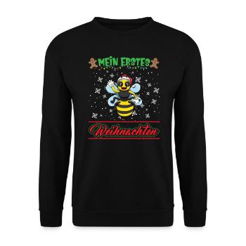 Mein Erstes Weihnachten Baby 1 Jahr Heilig Abend - Unisex Pullover - Schwarz - Vorne - Alina (178cm) & Michal (187cm)