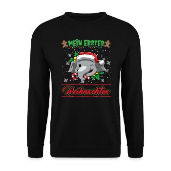 Mein Erstes Weihnachten Baby 1 Jahr Heilig Abend - Unisex Pullover - Schwarz - Vorne - Alina (178cm) & Michal (187cm)