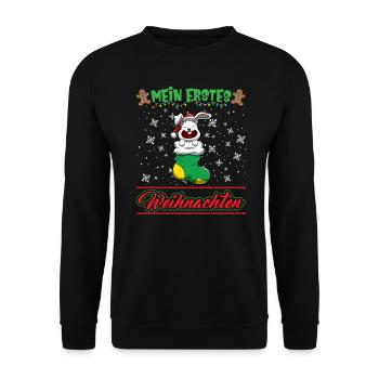 Mein Erstes Weihnachten Baby 1 Jahr Heilig Abend - Unisex Pullover - Schwarz - Vorne - Alina (178cm) & Michal (187cm)