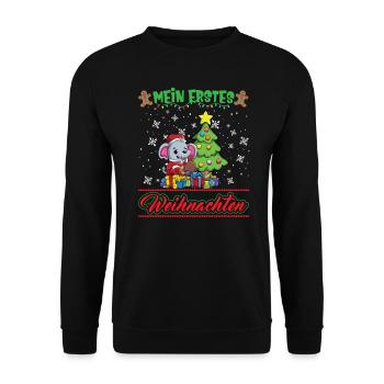 Mein Erstes Weihnachten Baby 1 Jahr Heilig Abend - Unisex Pullover - Schwarz - Vorne - Alina (178cm) & Michal (187cm)