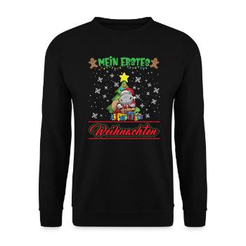 Mein Erstes Weihnachten Baby 1 Jahr Heilig Abend - Unisex Pullover - Schwarz - Vorne - Alina (178cm) & Michal (187cm)