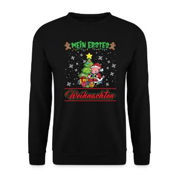 Mein Erstes Weihnachten Baby 1 Jahr Heilig Abend - Unisex Pullover - Schwarz - Vorne - Alina (178cm) & Michal (187cm)
