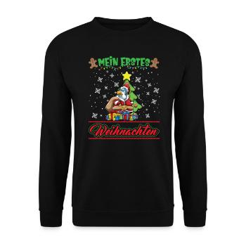 Mein Erstes Weihnachten Baby 1 Jahr Heilig Abend - Unisex Pullover - Schwarz - Vorne - Alina (178cm) & Michal (187cm)