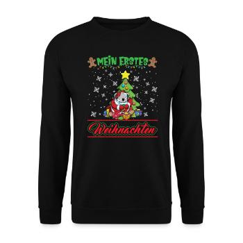 Mein Erstes Weihnachten Baby 1 Jahr Heilig Abend - Unisex Pullover - Schwarz - Vorne - Alina (178cm) & Michal (187cm)